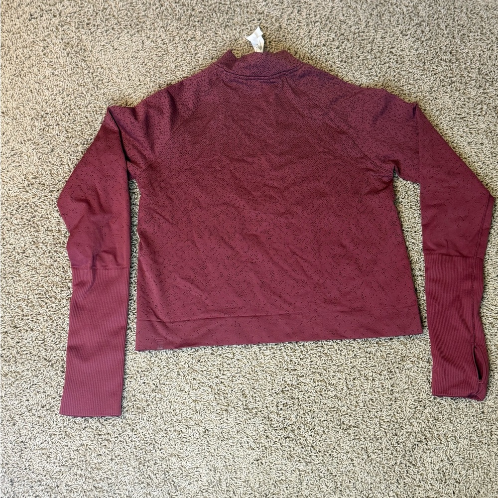 NWOT Lululemon Athletica Maroon Heathered Workout Top Quarter Zip - Picture 3 of 7